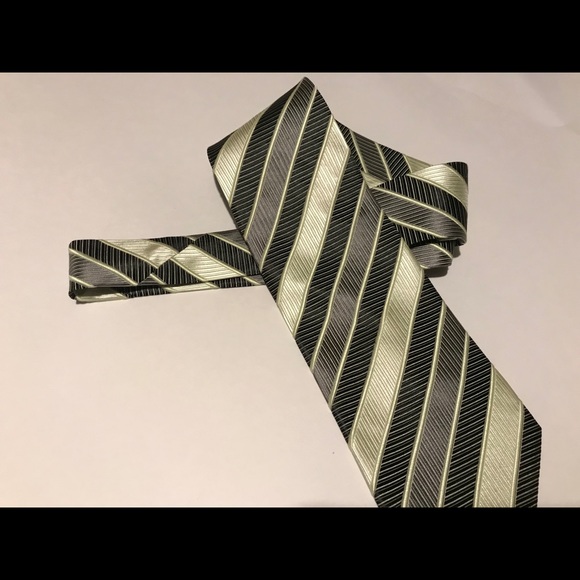 Valerio Designer Tie Lime green,silver gray/black. - Picture 4 of 5